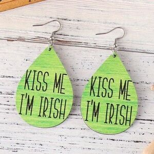 Green 'Kiss Me I'm Irish' Earrings